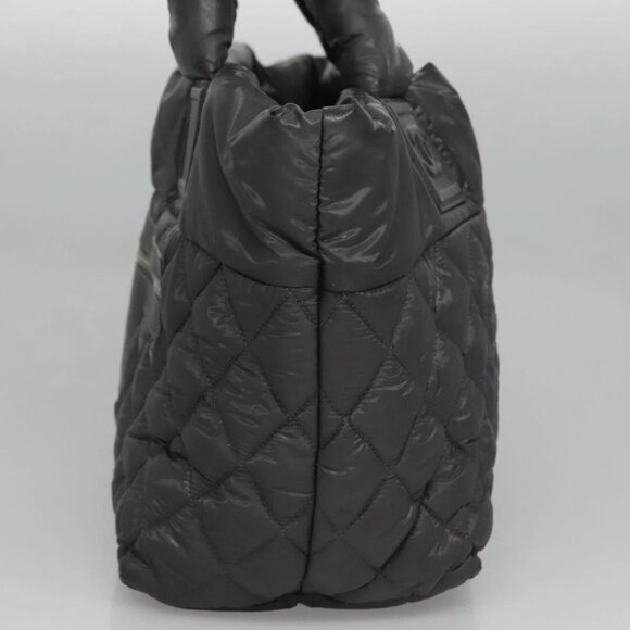 CHANEL Cococoon Hand Bag Nylon Black Silver CC - Picture 3 of 16